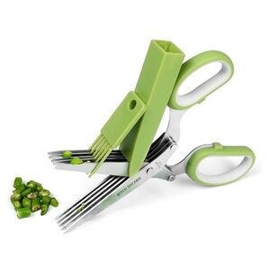 Herb Scissors 5 Blades With Safety Cover and Cleaning Comb New In Box